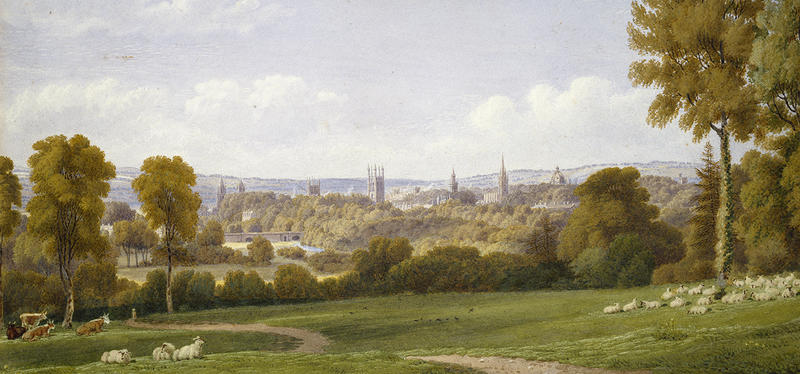 View of Oxford from Headington, William Turner of Oxford, c. 1840, watercolour over indications in graphite on paper