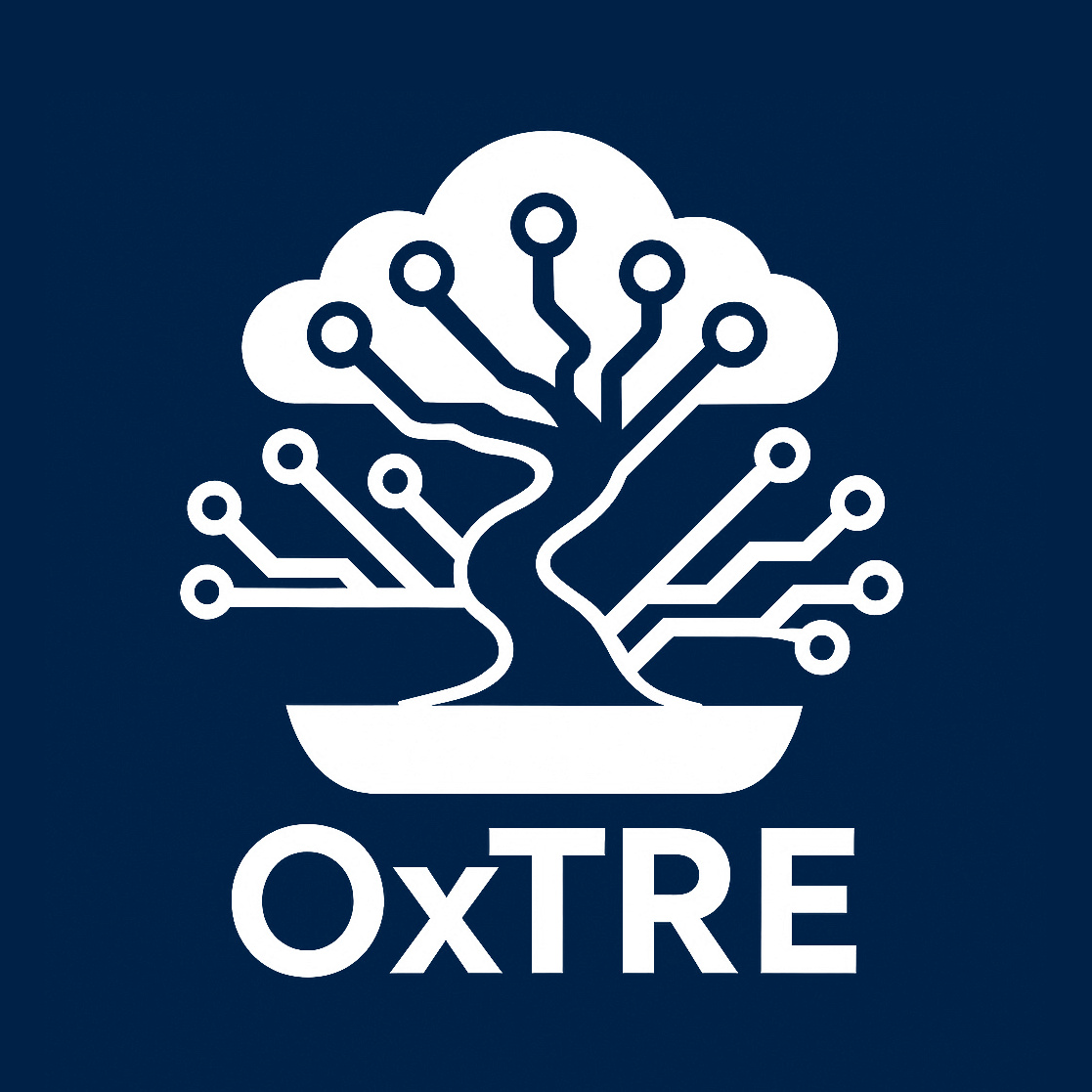 OxTRE logo - a bonsai tree growing into a data cloud