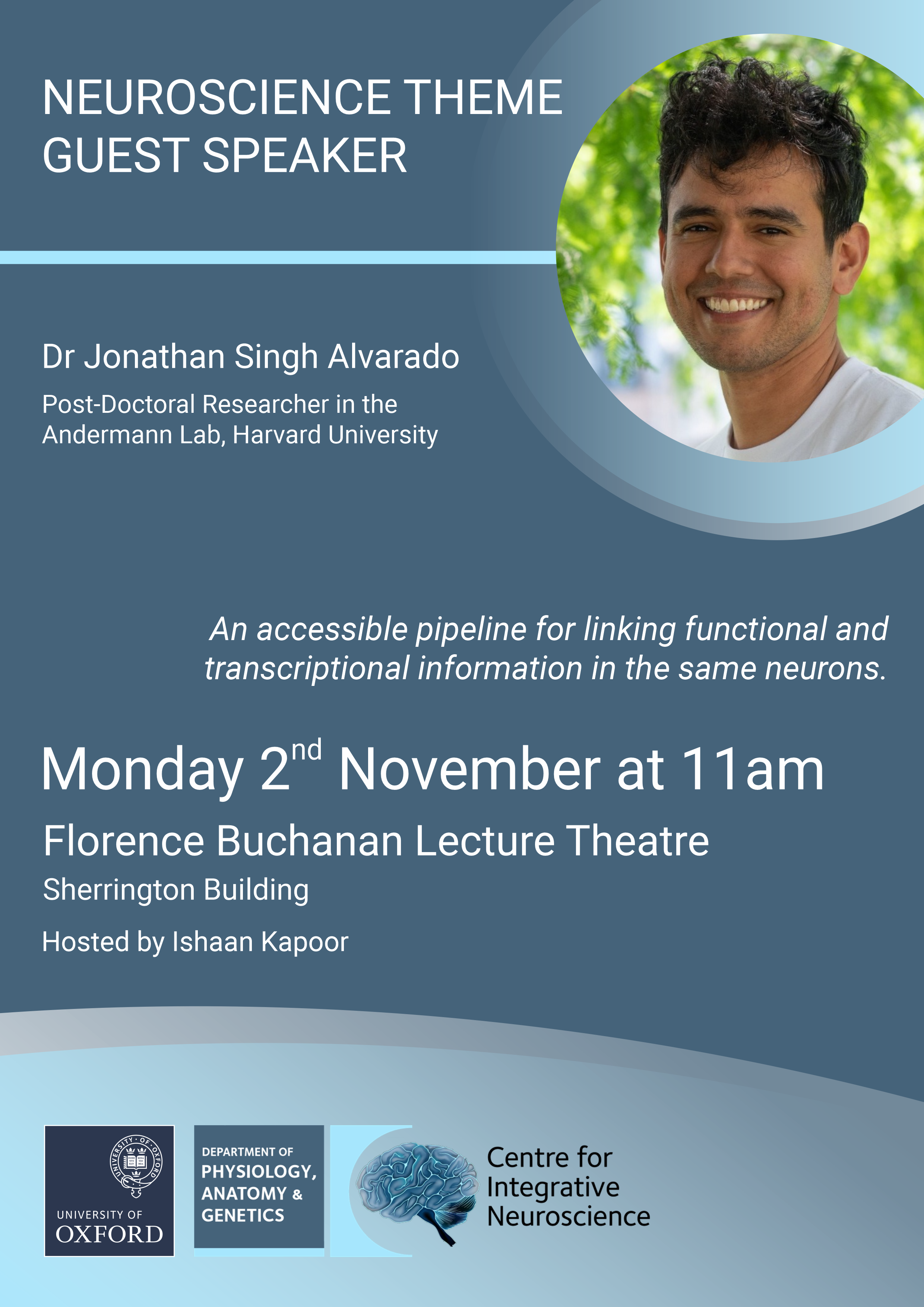 event poster with photo of speaker
