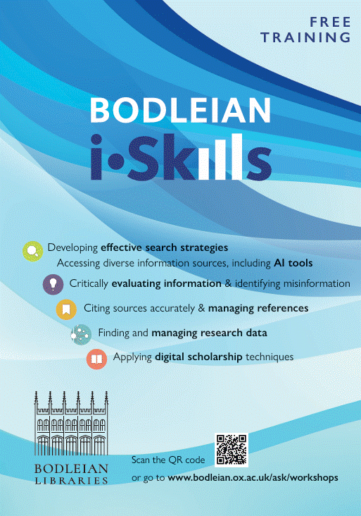 Bodleian iSkills poster with link and QR code to website